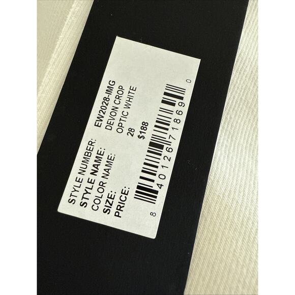 Edwin Womens Devin Crop Optic White Worker Carpenter 100% Cotton Jeans Sz 28 NWT - Picture 2 of 12